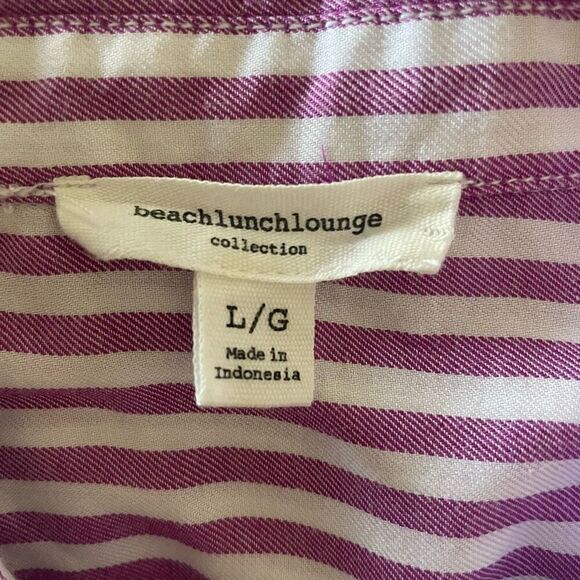 Beach Lunch Lounge Purple Striped Dolman Short Sleeve Top Women’s Size Large - Picture 4 of 5